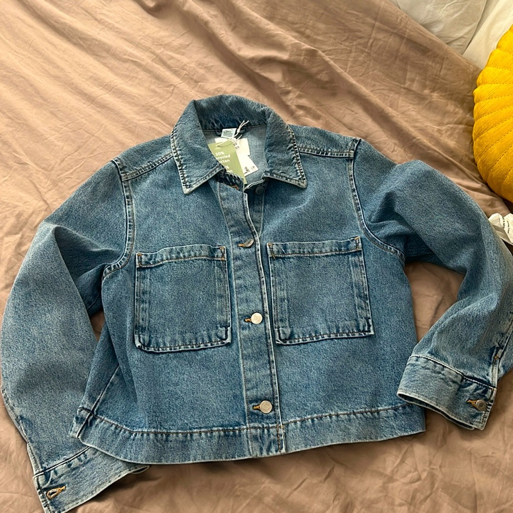 H&M Cropped Denim Chore Jacket, size S